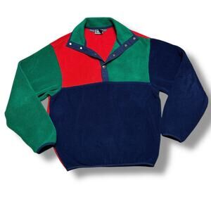Vintage 80s 90s Woolrich Colorblock Fleece T Snap Synchilla Style USA Made Sz S
